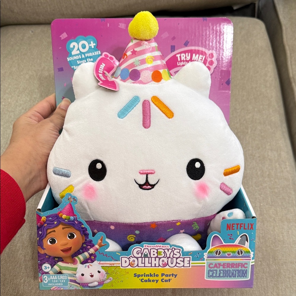 Gabby's Dollhouse Sprinkle Party Cakey Cat Plush